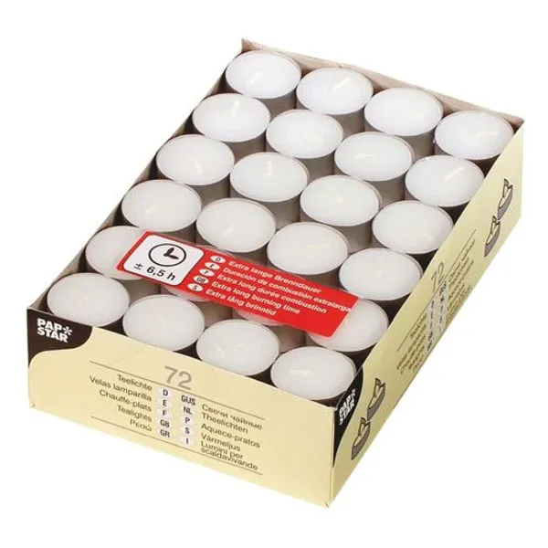 72 tea light 39mm bianco 6.5h