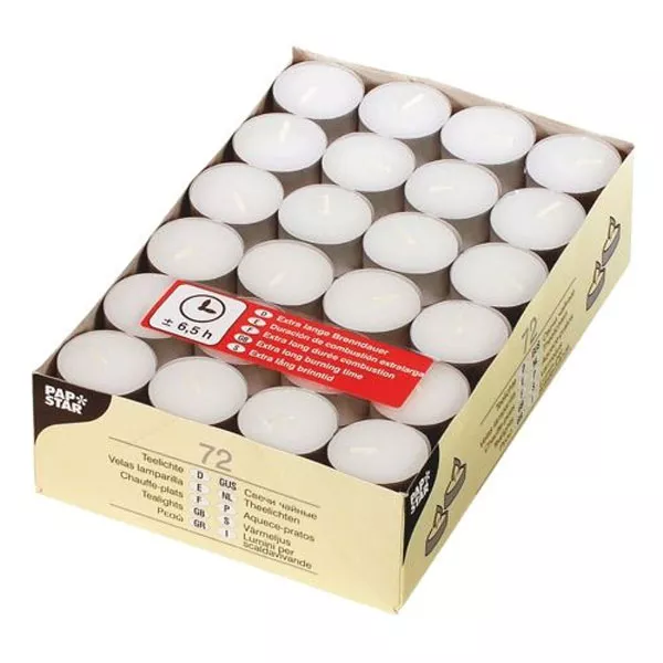 72 tea light 39mm bianco 6.5h