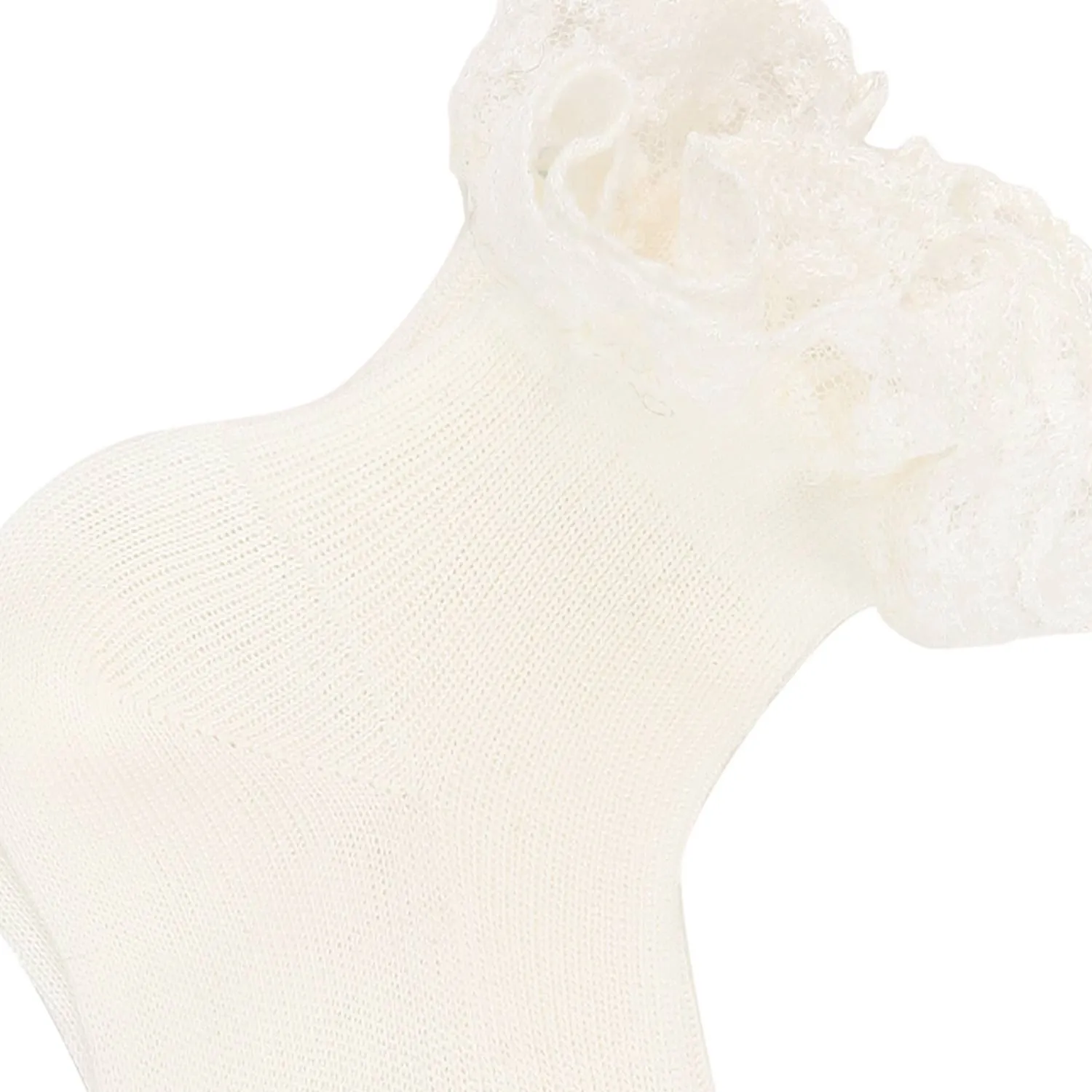 Calza Corta Bianco Panna Con Pizzo Bimba E Neonata