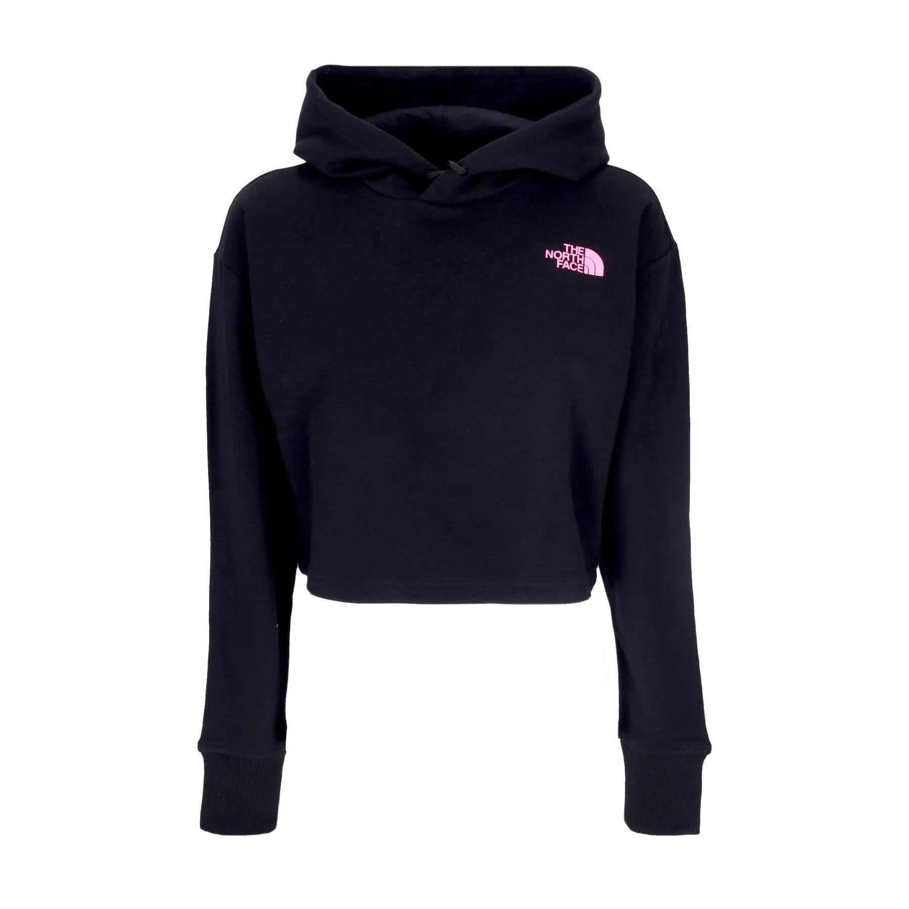 Felpa Cappuccio Corta Donna W Coordinates Crop Hoodie Black/cotton Candy