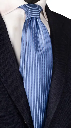 Man Iridescent Light Blue Silk Tie Tone on Tone Vertical Stripes 862