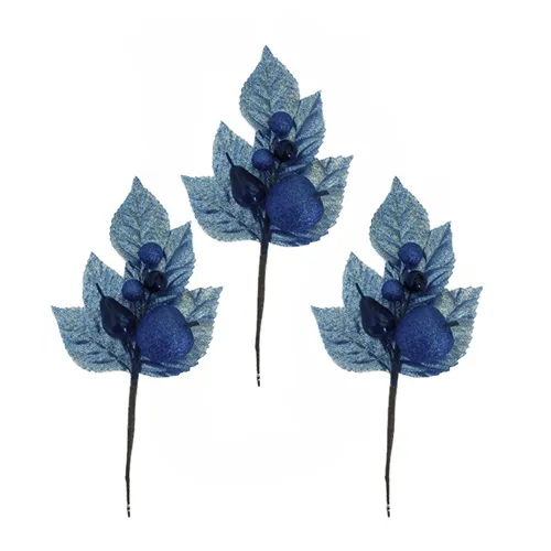 Rametti Natalizi decorativi cm. 25 set 3 pezzi blu