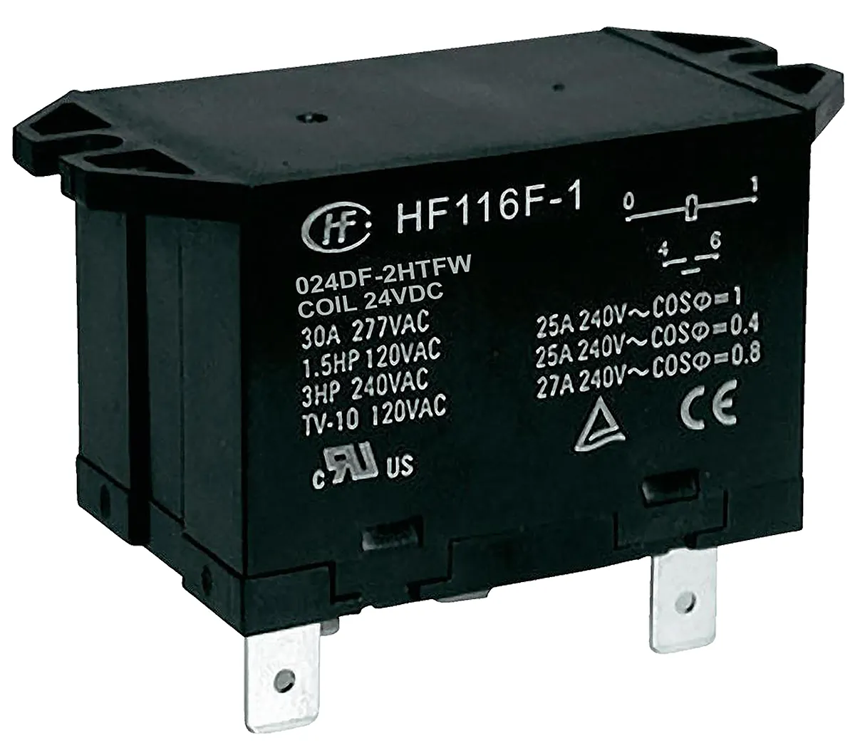 Relè di potenza Hongfa Europe GMBH, DPST, bobina 24V cc, Montaggio su flangia
