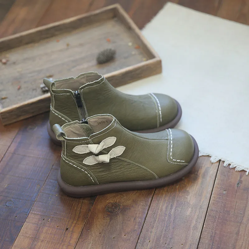 Stivali casual da donna autunno retrò in pelle bovina