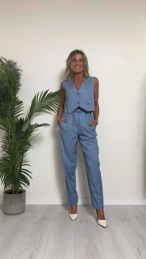 SUSYMIX - SM1063H - PANTALONE POLIVISCOSA CARROT, RIGATINO CON COULISSE
