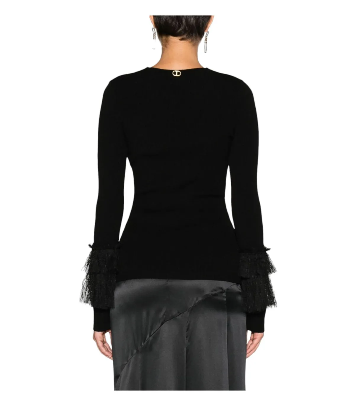 Twinset Donna Maglione Scollo A V Con Balze Plumetis